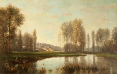 Aan de Oever van de Oise (Een Rivierscène) door Stanislas Victor Edouard Lepine